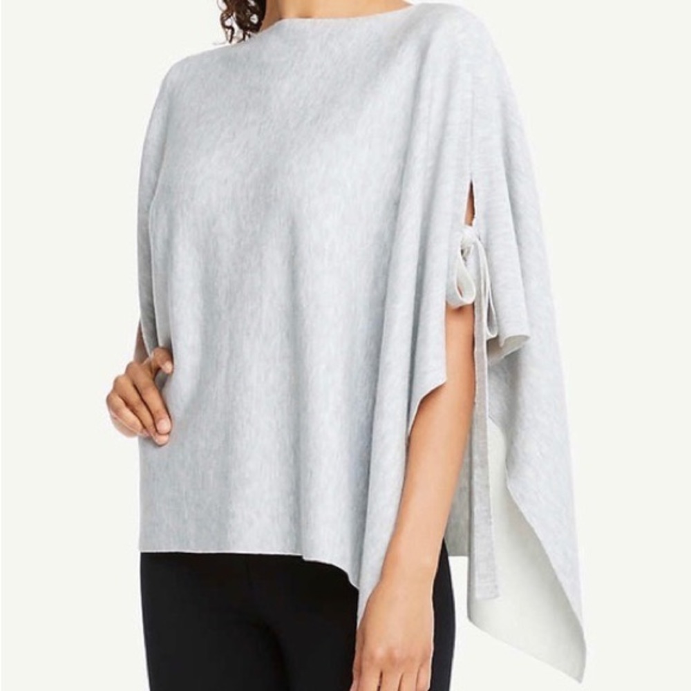 Light Gray Tie Sleeve Poncho by Ann Taylor Factory in One Size